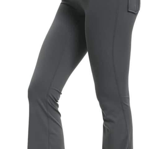 Women Flare Leggings with Pockets High Waisted Butt Lifting No Front Seam Tummy Control Bootcut Yoga Pants for Women