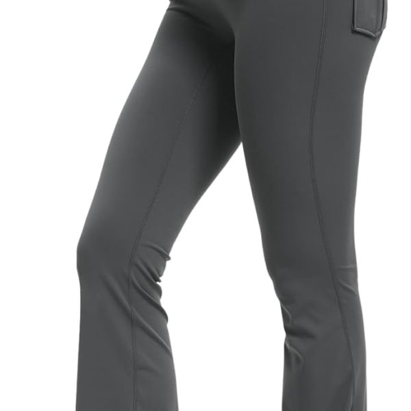 Women Flare Leggings with Pockets High Waisted Butt Lifting No Front Seam Tummy Control Bootcut Yoga Pants for Women