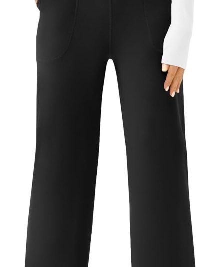 Women Wide Leg Yoga Pants Casual Work Dress Pants Lounge Sweatpants High Waist Comfy Loose Trousers with Pockets