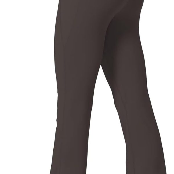 Women Mini Flare Leggings with Pockets High Waisted Tummy Control Yoga Pants Bootcut Workout Gym Casual