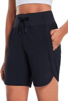 Womens 7" Athletic Long Running Shorts Workout Gym Quick Dry Hiking Shorts High Waisted Zipper Pocket