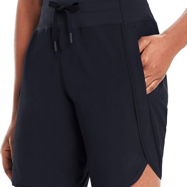 Womens 7" Athletic Long Running Shorts Workout Gym Quick Dry Hiking Shorts High Waisted Zipper Pocket