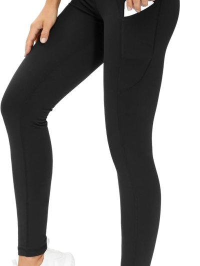 Thick High Waist Yoga Pants with Pockets, Tummy Control Workout Running Yoga Leggings for Women