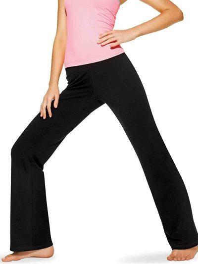 Lounge Yoga Pants Black Flared Cotton Leggings, 2.5” Inseam, Wide Waistband, No Show Coverage, Relaxed Flare Leg