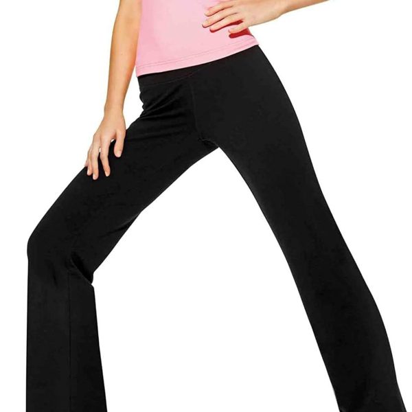 Lounge Yoga Pants Black Flared Cotton Leggings, 2.5” Inseam, Wide Waistband, No Show Coverage, Relaxed Flare Leg