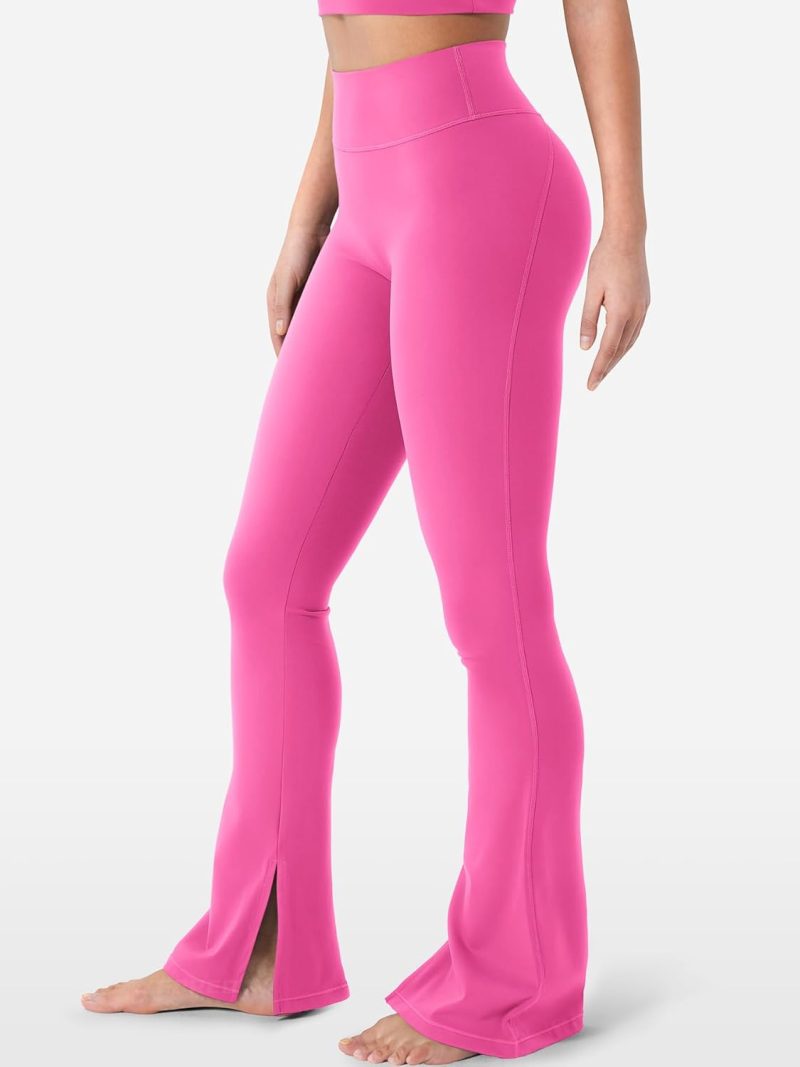 Flare Split Hem Leggings for Women Tummy Control Workout Leggings  Hidden Scrunch Bootcut Gym Yoga Pants