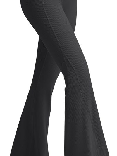 Ribbed Flare Yoga Pants for Women High Waisted Bell Bottom Leggings Tummy Control Petite/Regular/Tall