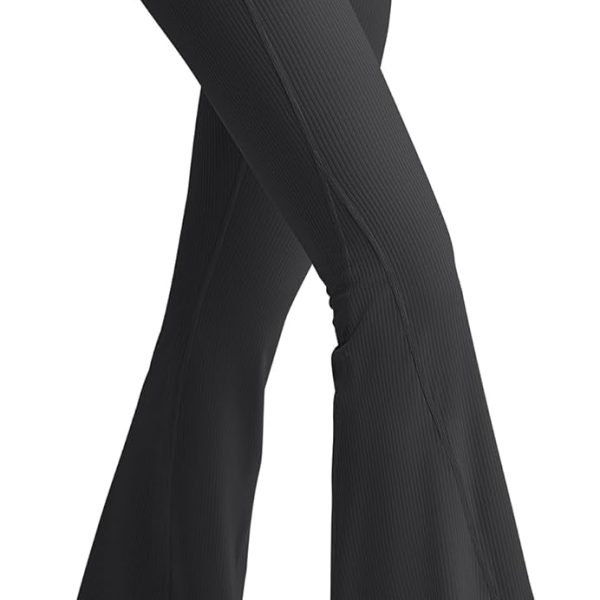Ribbed Flare Yoga Pants for Women High Waisted Bell Bottom Leggings Tummy Control Petite/Regular/Tall