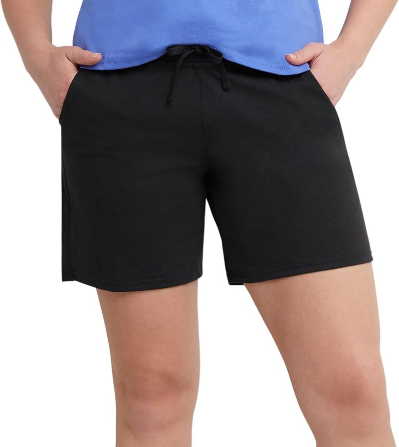 Womens Jersey Pocket Shorts, Drawstring Cotton Jersey Shorts, 7" Inseam