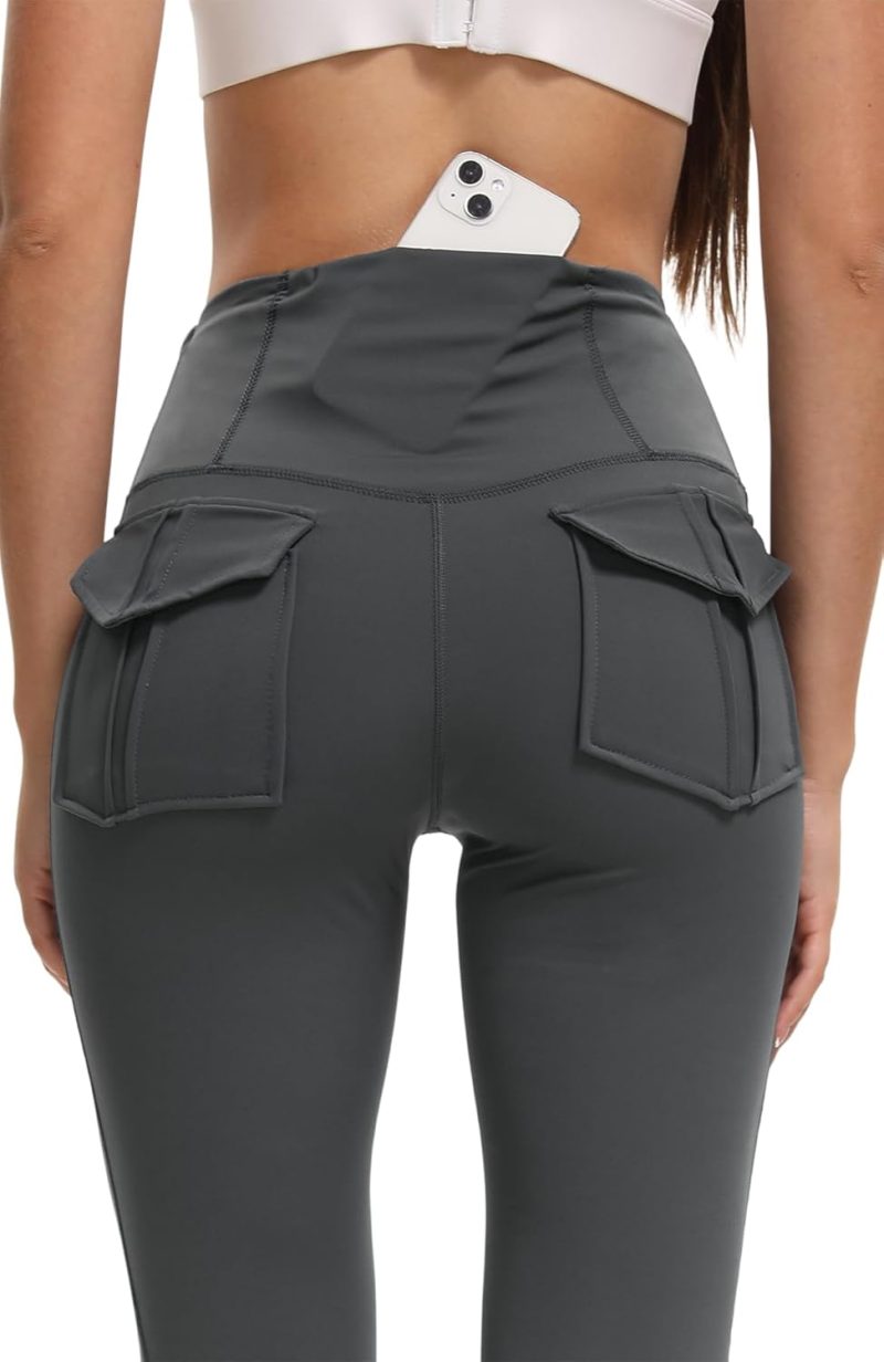 Women Flare Leggings with Pockets High Waisted Butt Lifting No Front Seam Tummy Control Bootcut Yoga Pants for Women