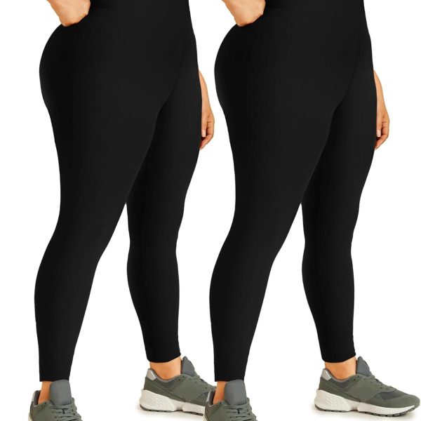 Plus Size Leggings for Women 1X-4X-High Waist Stretchy Soft Black Comfortable Workout Spandex Yoga Tights Pants