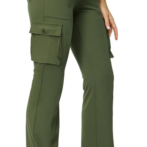 Yoga Flare Leggings for Women High Waisted Yoga Casual Pants Workout Leggings Cargo with 6 Pockets Bootcut Pants