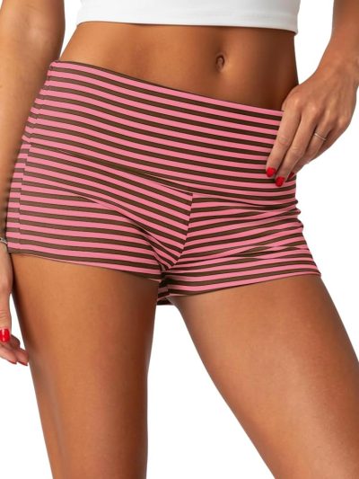 Womens Fold Over Shorts  Micro Mini Shorts Elastic Waist Lounge Pajama Bottoms  Summer Yoga Athletic Short