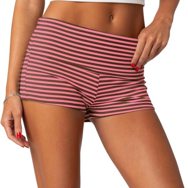 Womens Fold Over Shorts  Micro Mini Shorts Elastic Waist Lounge Pajama Bottoms  Summer Yoga Athletic Short