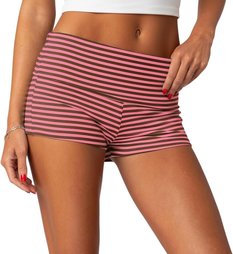 Womens Fold Over Shorts  Micro Mini Shorts Elastic Waist Lounge Pajama Bottoms  Summer Yoga Athletic Short