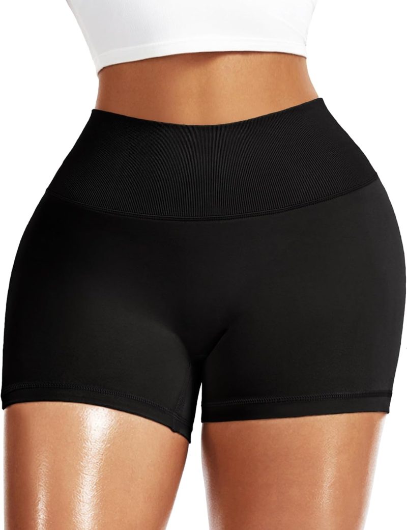 5" No Front Seam High Waist Biker Shorts for Women, Squat Proof Athletic Running Yoga Workout Gym Shorts