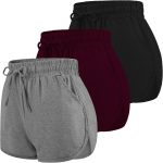 3 Packs Women Sport Shorts Cotton Yoga Running Workout Shorts Summer Athletic Pant with Drawstring and Pockets