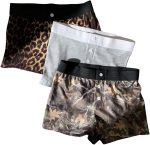 Womens 3 Pack Gym Shorts Leopard Striped Polka Dots Work Out Biker Shorts Yoga Leggings