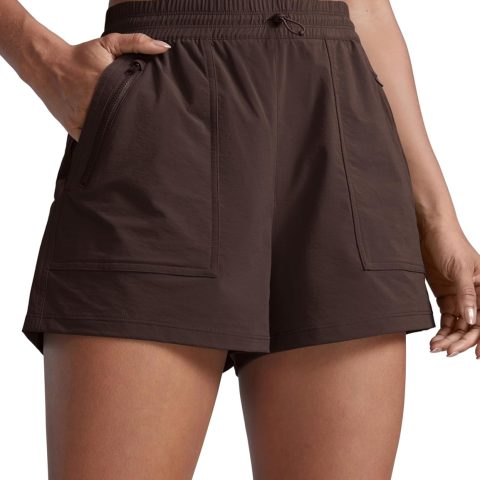 High Waisted Hiking Shorts for Women 3" - Water Resistant Cargo for Athletic Travel Outdoor with Zip Pockets
