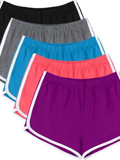 5 Packs Soft Comfy Booty Cotton Workout Pants Breathable Lounge Dolphin Shorts Cycling Hiking Pants for Women