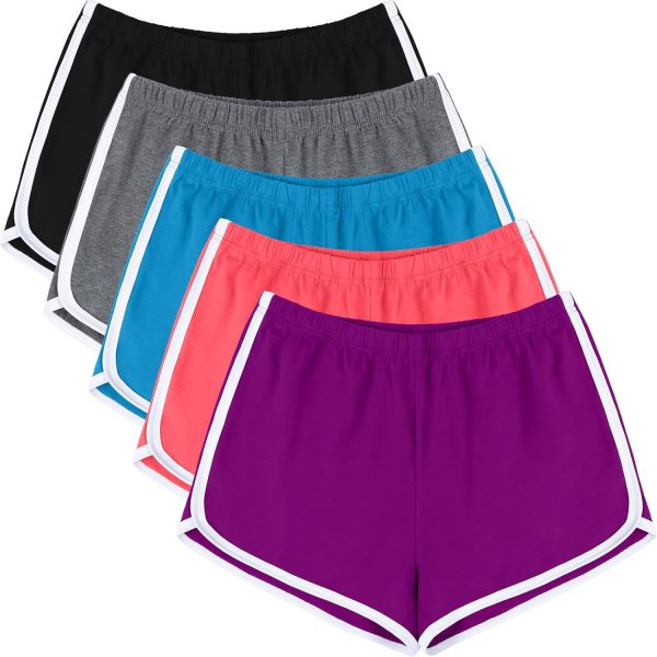 5 Packs Soft Comfy Booty Cotton Workout Pants Breathable Lounge Dolphin Shorts Cycling Hiking Pants for Women