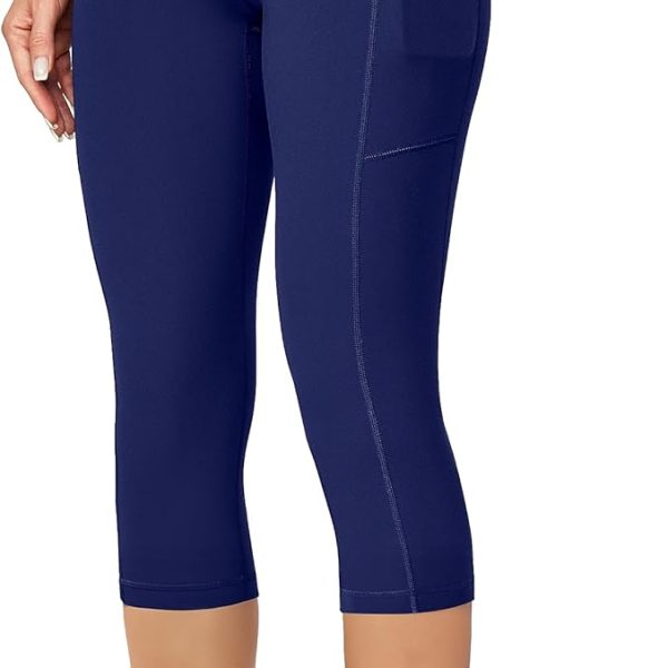 Women Yoga Pants with Pockets Capri Leggings for Women Tummy Control Workout Leggings Compression Capris Pants