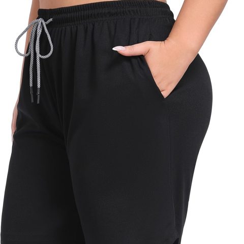 Womens Plus Size 2 in 1 Running Shorts with Liner, Casual Workout Training Gym Athletic Sport Shorts with Pockets