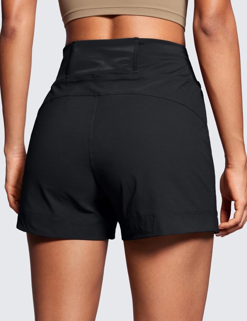 Womens Lightweight Mid Rise Hiking Shorts 4'' - Stretch for Athletic Summer Travel Outdoor Golf with Zip Pockets