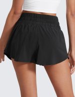 Ruffle Skirt Overlay Athletic Shorts for Women - High Waisted Flowy for Workout Running Tennis with Zip Pocket