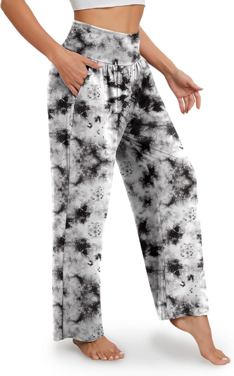 Wide Leg Yoga Pants for Women Casual Loose Cozy Sweatpants High Waisted Lounge Pajama Flowy Pants With Pockets