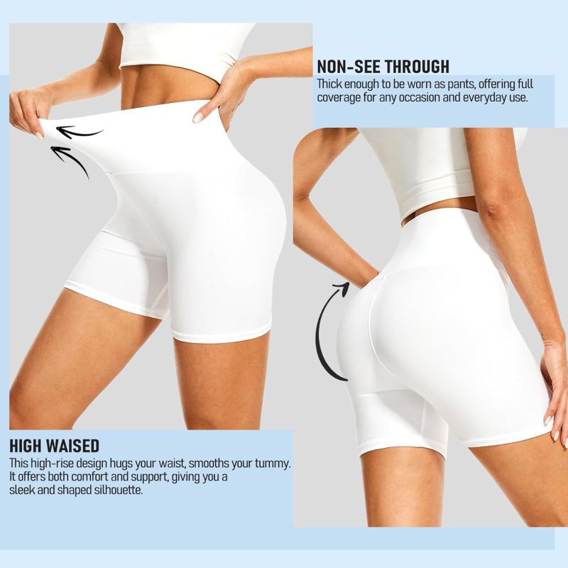 High Waisted Biker Shorts for Women-5" Tummy Control Fitness Athletic Workout Running Yoga Gym Shorts