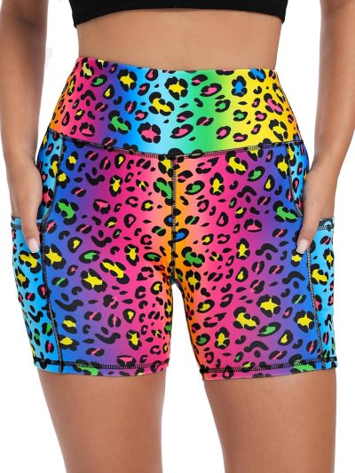 Workout Biker Shorts for Women with Pockets - High Waisted Stretchy Buttery Soft Athletic Running Yoga Shorts 5 inches