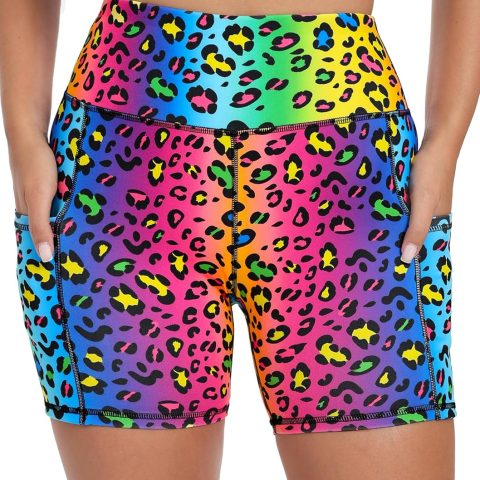 Workout Biker Shorts for Women with Pockets - High Waisted Stretchy Buttery Soft Athletic Running Yoga Shorts 5 inches